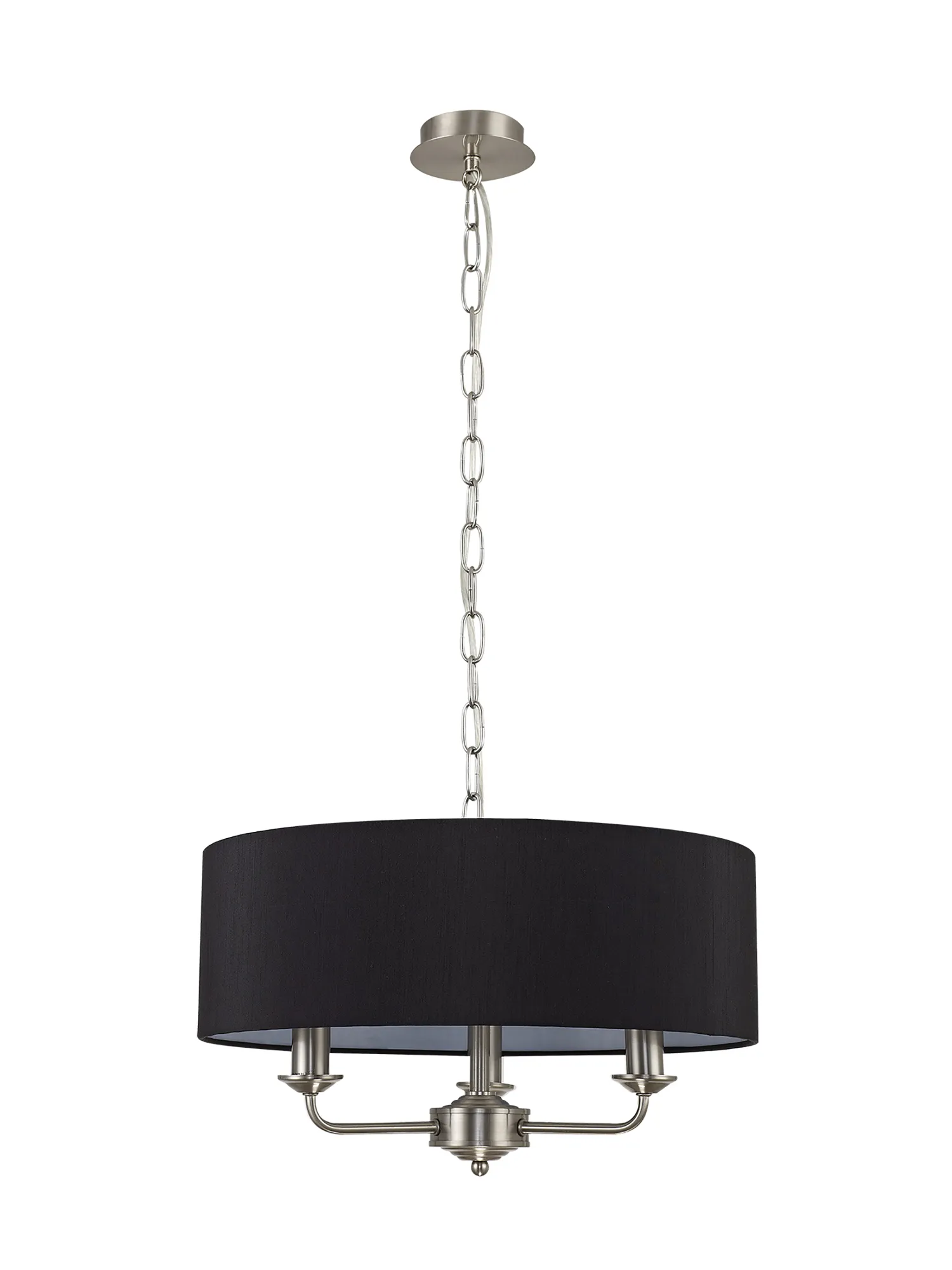 Banyan 45cm 3 Light Pendant Satin Nickel; Black DK0059  Deco Banyan SN BL